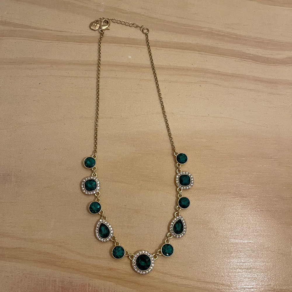 Monet Green Rhinestone Necklace